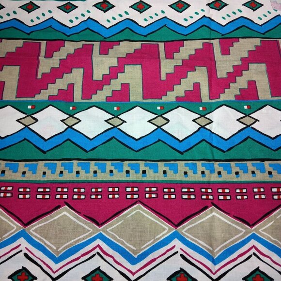 Joan Kessler For Concord Fabric Southwest Aztec Geometric Print Vintage 80s Pink - Picture 5 of 12